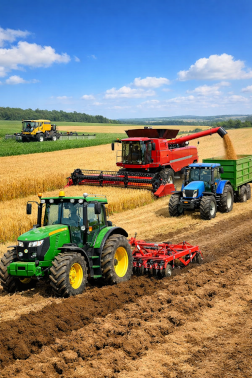 Trattori agricoli in attività in contesti rurali